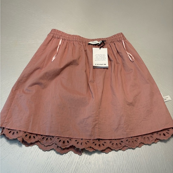 NWT Broderie Anglaise Mini Skirt Organic Cotton Size 6 Coach Light Pink - Picture 10 of 14